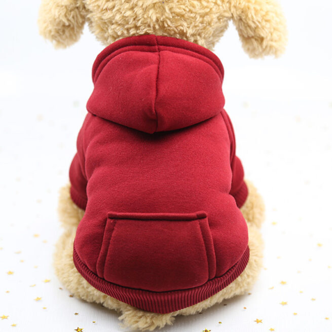 Sudadera con capucha otoñal para perros color rojo