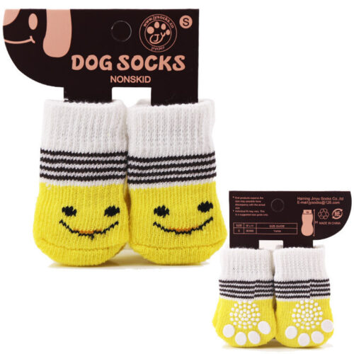 Calcetines para perros, amarillos con cara sonriente