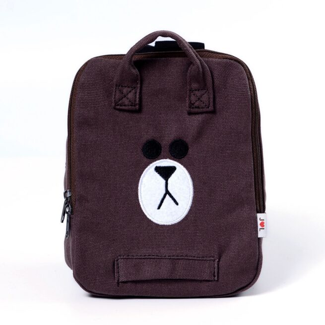 Mochila moderna para perros marrón con cara de osito